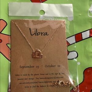 Gold Libra Zodiac Necklace